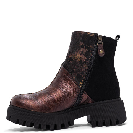 Maciejka Craftsmanship Ankle Boots Platform Double-Zip Metallic Bronze 06140-02/00-8
