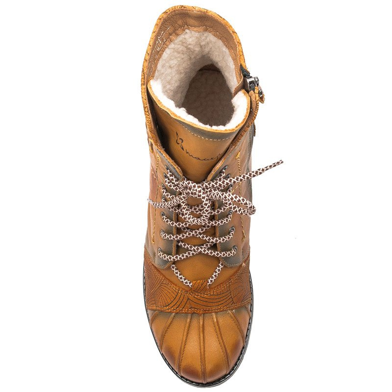 Maciejka Yellow Lace-up Boots 03961-07/00-4