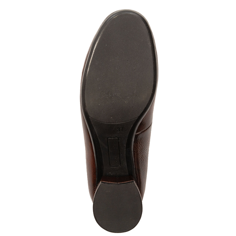 Maciejka Leather Lacquered Pumps Low Block Heel Bordeaux P7224-23/00-7