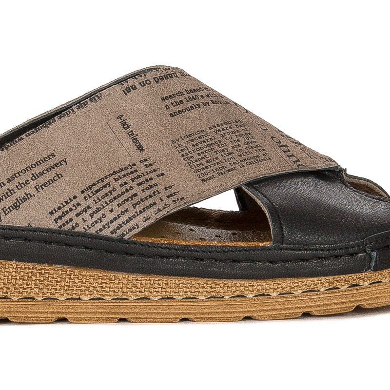 Maciejka Black&Brown Women's Leather Slides