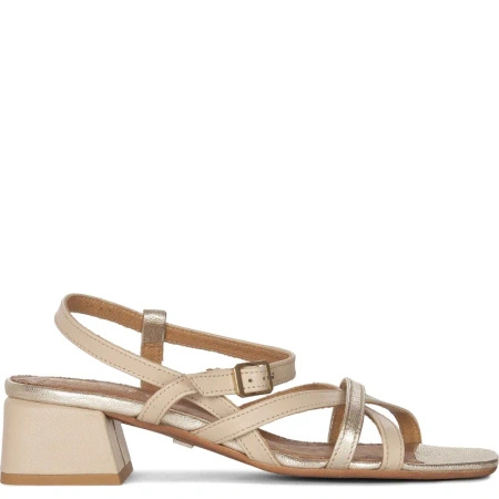  Maciejka Women's High Heel Leather Sandals Gold Beige