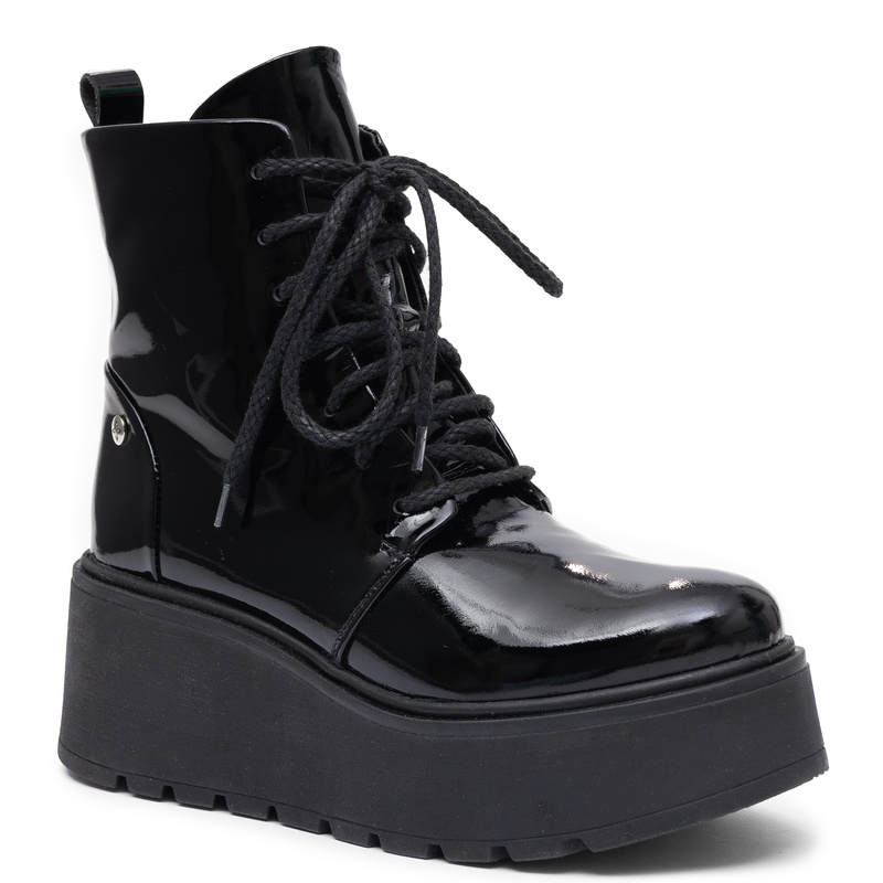 Maciejka Leather Platform Boots Black 6762W-20/00-6