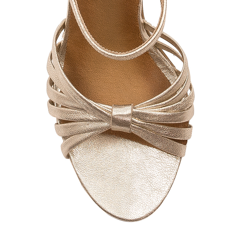 Maciejka Elegant Leather Block Heel Sandals Metallic Gold 06025-25/00-1