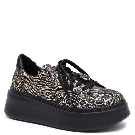 Maciejka Genuine Leather Platform Sneakers Patterned Beige 6191W-26/00-8