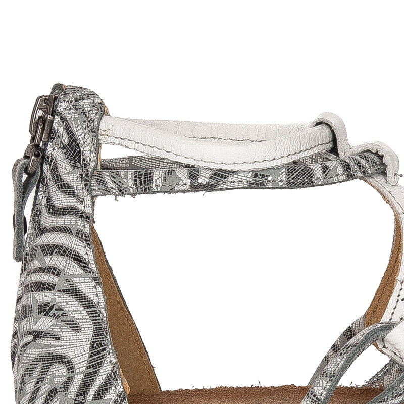 Maciejka Women's natural leather White + Grey sandals