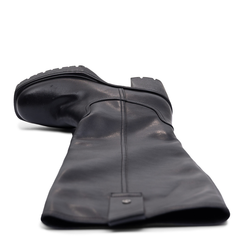 Maciejka Women’s Natural Leather Knee-High Boots Black 8 cm Heel K7693-01/00-7