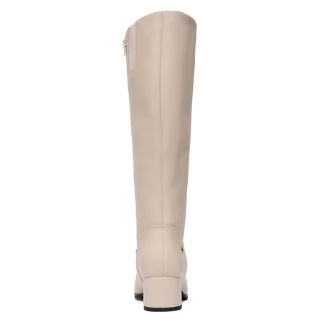 Maciejka Women's Leather Block Heel Knee High Boots Beige A7165-04/00-7