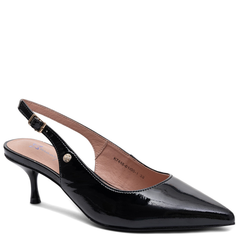 Maciejka Leather Patent Slingback Pumps Black K7448-01/00-1