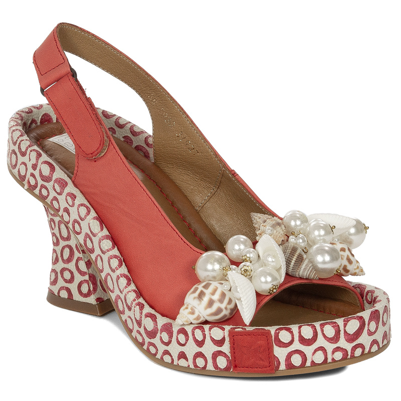 Maciejka Women's High Heel Leather Sandals Red