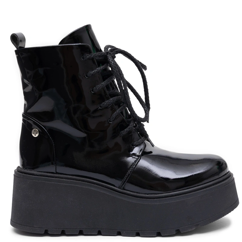 Maciejka Leather Platform Boots Black 6762W-20/00-6