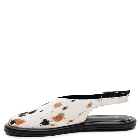 Maciejka Leather Low Shoes Animal Print Open Heel Beige Black K7513-22/00-1