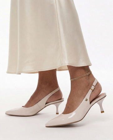 Maciejka Czółenka Slingback Skórzane Szpiczaste Beżowe K7448-04/00-1