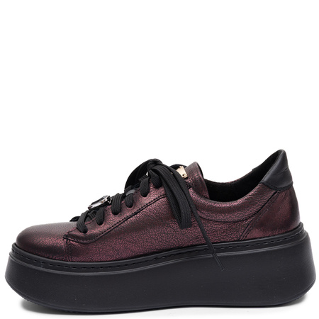 Maciejka Skórzane Sneakersy Damskie Na Platformie Bordowe 6191W-23/00-8