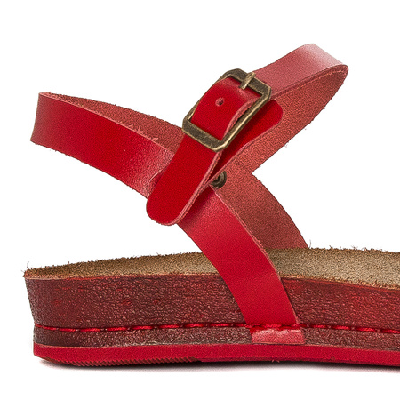 Maciejka Leather Flat Woven Sandals Red 03074-08/00-0