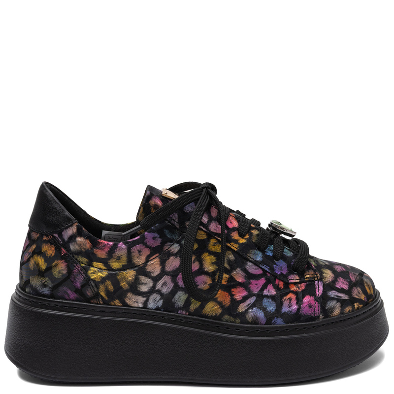 Maciejka Leather Sneakers on the Platform, Panther Print, Multicolor 6191W-06/00-8