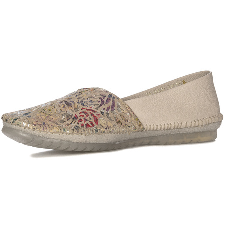 Maciejka leather loafers laser-cut floral beige 1930B-04/00-0