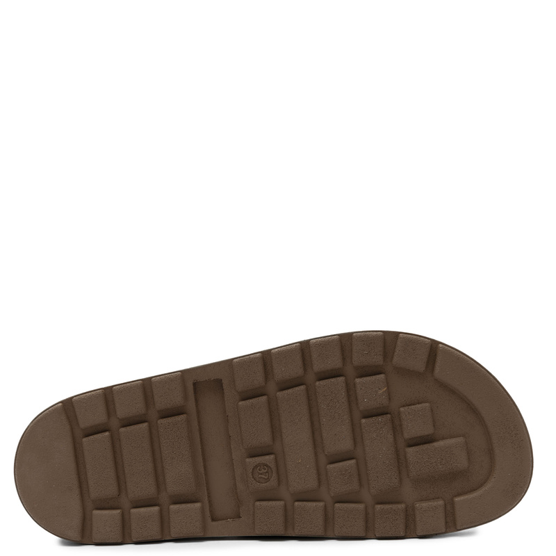 Maciejka Leather Slides Platform 3.5 cm Beige P7504-04/00-0
