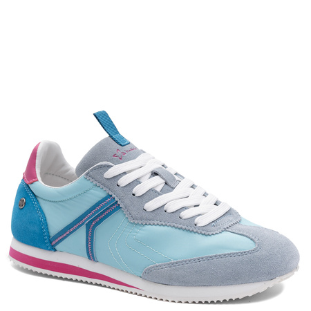 Maciejka Sneakersy Skórzane Wielokolorowe Patchworkowe Niebieskie M7355-06/00-7