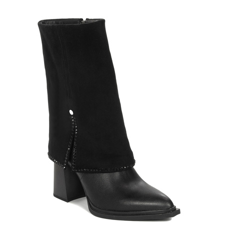 Maciejka Block-Heel Boots Suede and Leather Black K7206-01/00-8
