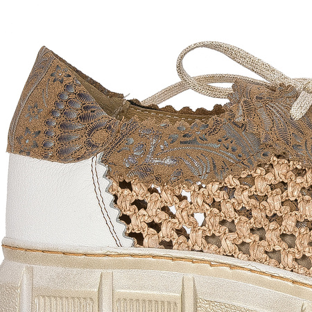 Maciejka Openwork Leather Platform Lace-Ups Beige 05850-04/00-1