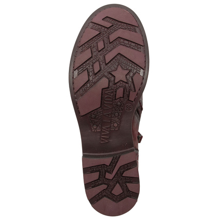 Maciejka Leather Flat Patterned Ankle Boots Burgundy 07006-23/00-8   