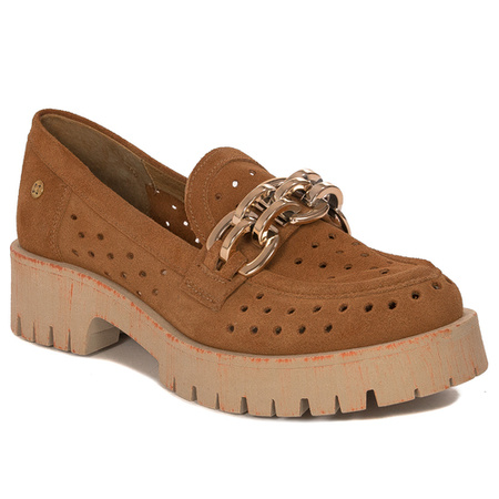 Maciejka Półbuty Skóra Rude Na Platformie