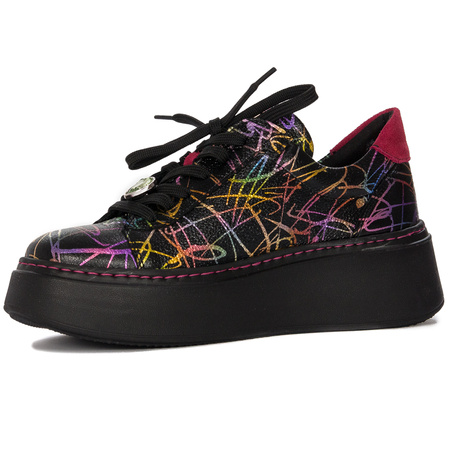 Woman's Sneakers black and multicolor Leather 