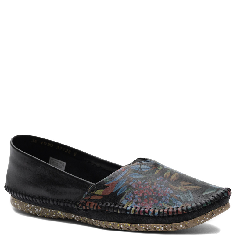 Maciejka Leather Women's Low Boho Shoes Floral Black 1930W-42/00-0