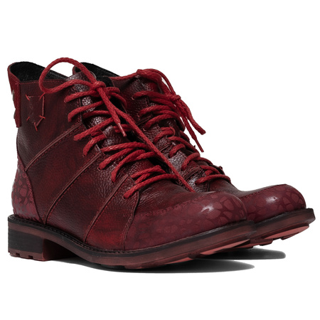 Maciejka Women’s Leather Lace-Up Boots Diagonal Stitching Zip Red 07047-08/00-8
