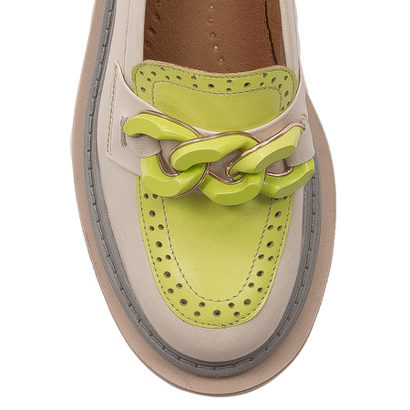 Maciejka Women's Beige + Pistachio Flat Shoes