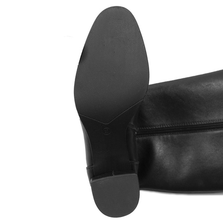 Maciejka Leather Knee-High Boots Stable Block Heel Black A7165-01/00-7