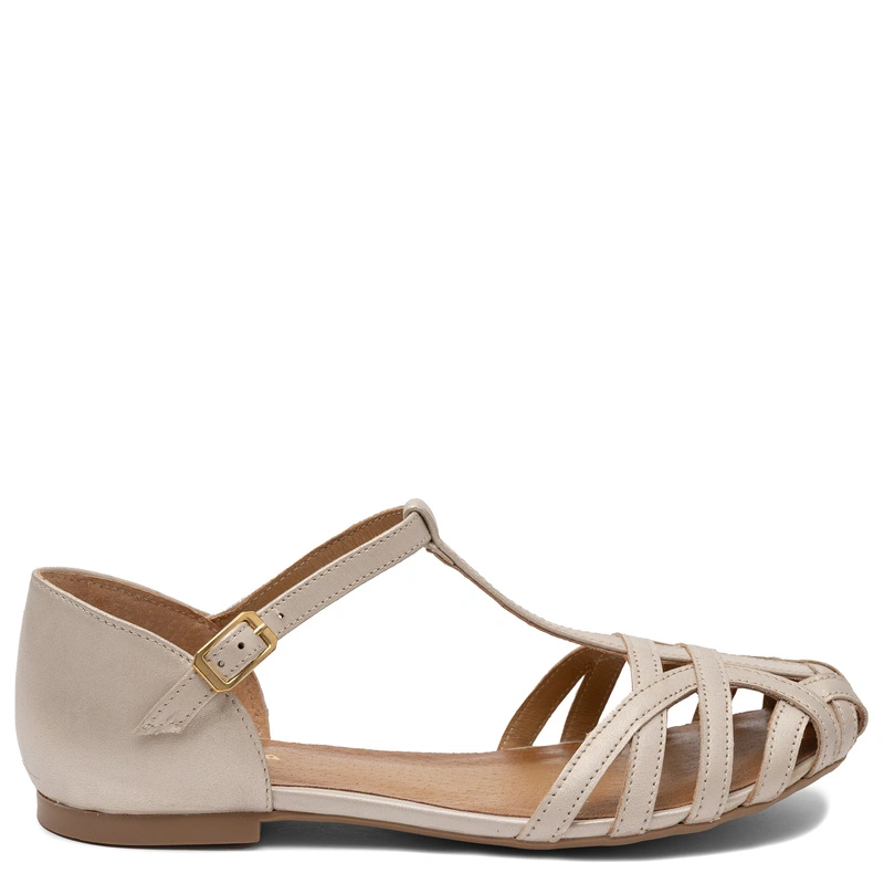 Maciejka Premium Leather Openwork Women's Sandals Gold 07547-41/00-1