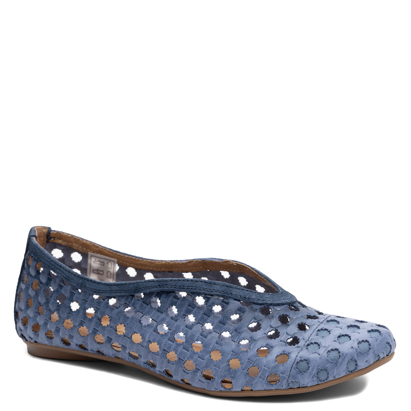 Maciejka Leather Perforated Slip-On Flats Navy 07307-20/00-0
