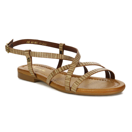 Maciejka Women's Leather Beige And Gold Sandals