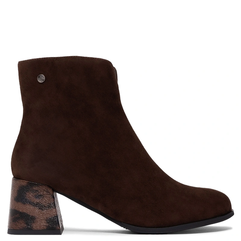 Maciejka Suede Ankle Boots Block Heel Side Zip Chocolate Brown K7202-02/00-8