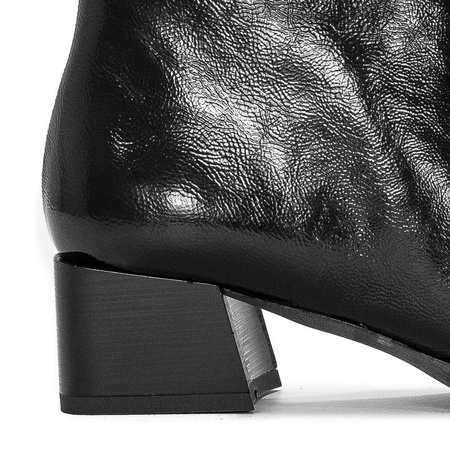 Maciejka Ankle Boots Patent Leather Low Block Heel Black 04777-20/00-3