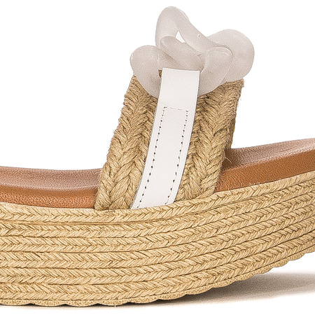 Maciejka white leather women's espadrilles sandals