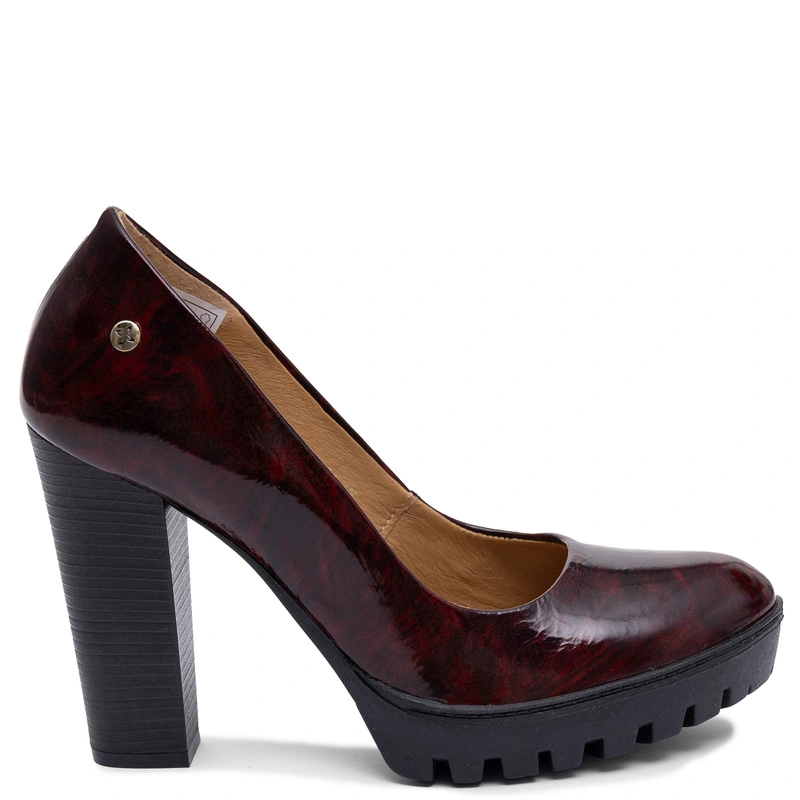 Maciejka Premium Leather Platform Block Heel Pumps Red 2629W-14/00-1