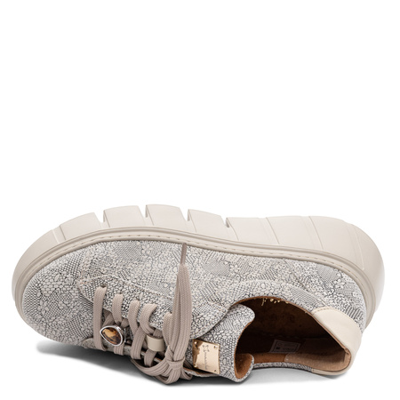 Maciejka Skórzane Sneakersy Na Platformie Beżowe Ażurowe 6891W-03/00-8