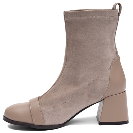 Maciejka Elegant Leather Sock Ankle Boots Gold Accent Beige K7819-04/00-7