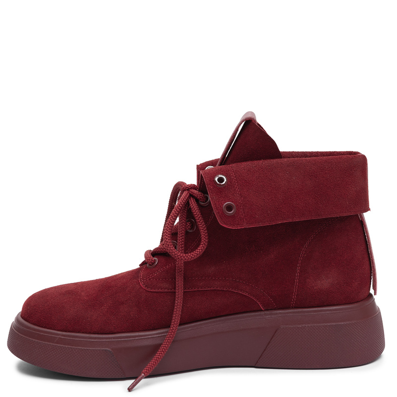 Maciejka Burgundy Suede Platform Ankle Boots with Decorative Strap K7755-08/00-7