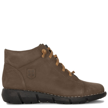 Maciejka Leather Ankle Boots Elastic Laces Side Zipper Brown P7240-12/00-1