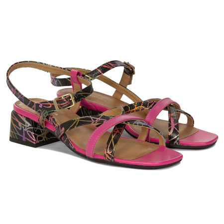 Maciejka Women's High Heel Leather Sandals Pink Black