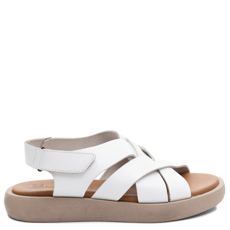 Maciejka White Leather Platform Sandals E7397-11/00-0