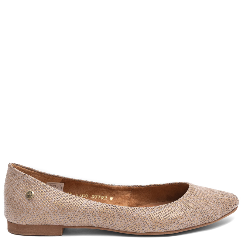 Maciejka Leather Ballet Flats Gold Snake Print 4100W-17/00-8