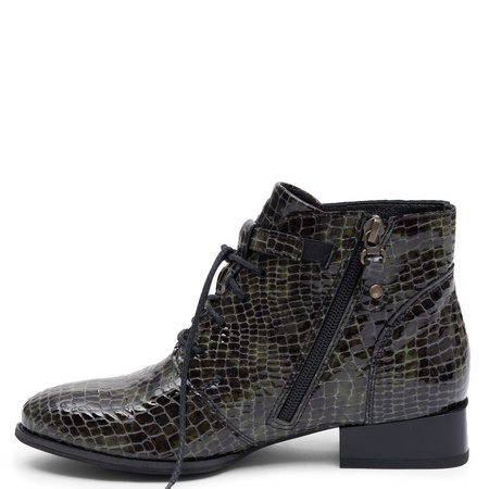 Maciejka Genuine Patent Leather Women's Lace Up Ankle Boots Green 5743A-48/00-7