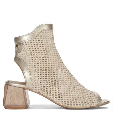 Maciejka sandały skórzane ażurowe na słupku złote 06899-25/00-0