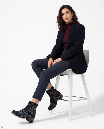 Maciejka Women's Leather Lace-Up Boots With Zipper Floral Multicolor K7688-01/00-7