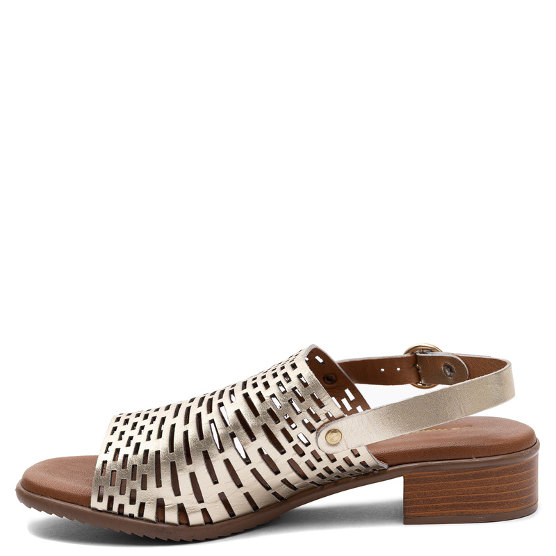 Maciejka Leather Openwork Elegant Gold Sandals E7392-25/00-1