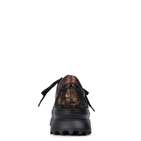 Maciejka Leather Platform Shoes with Unique Lacing System Bronze 06562-25/00-8